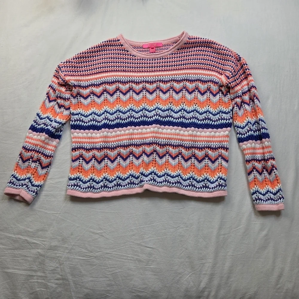 Lilly Pulitzer Samora Multicolor Chevron Knit Sweater Size‎ M